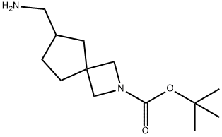 2-Azaspiro[3.4]octane-2-carboxylic acid, 6-(aminomethyl)-, 1,1-dimethylethyl ester 化学構造式