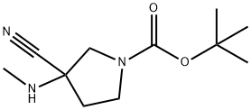 tert-butyl 3-cyano-3-(methylamino)pyrrolidine-1-carboxylate Struktur