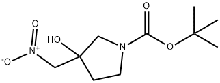 1-Pyrrolidinecarboxylic acid, 3-hydroxy-3-(nitromethyl)-, 1,1-dimethylethyl ester Struktur