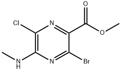 3-溴-6-氯-5-(甲氨基)吡嗪-2-羧酸甲酯 结构式