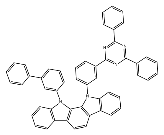 Indolo[2,3-a]carbazole, 11-[1,1'-biphenyl]-3-yl-12-[3-(4,6-diphenyl-1,3,5-triazin-2-yl)phenyl]-11,12-dihydro- Structure