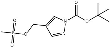 1H-Pyrazole-1-carboxylic acid, 4-[[(methylsulfonyl)oxy]methyl]-, 1,1-dimethylethyl ester Structure