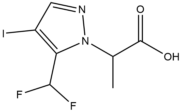 2-[5-(difluoromethyl)-4-iodo-1H-pyrazol-1-yl]propanoic acid 化学構造式