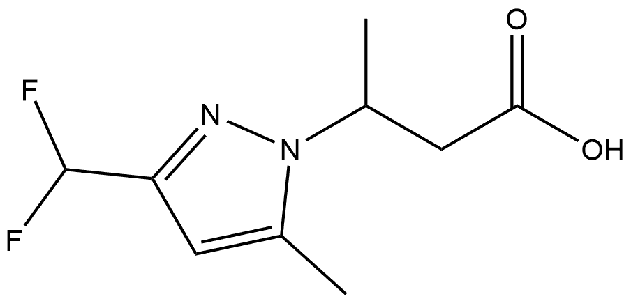 3-[3-(difluoromethyl)-5-methyl-1H-pyrazol-1-yl]butanoic acid 化学構造式