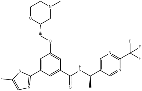 Benzamide, 3-[[(2R)-4-methyl-2-morpholinyl]methoxy]-5-(5-methyl-2-thiazolyl)-N-[(1R)-1-[2-(trifluoromethyl)-5-pyrimidinyl]ethyl]- 结构式