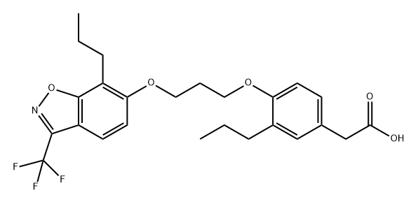 Benzeneacetic acid, 3-propyl-4-[3-[[7-propyl-3-(trifluoromethyl)-1,2-benzisoxazol-6-yl]oxy]propoxy]- 化学構造式