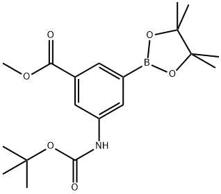 Methyl 3-((tert-butoxycarbonyl)amino)-5-(4,4,5,5-tetramethyl-1,3,2-dioxaborolan-2-yl)benzoate Structure