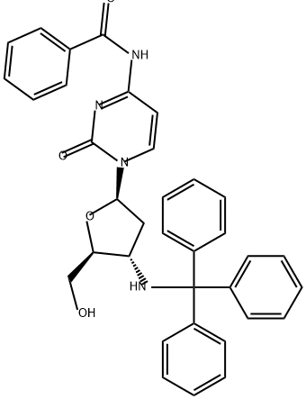 Cytidine, N-benzoyl-2',3'-dideoxy-3'-[(triphenylmethyl)amino]- (9CI) Struktur