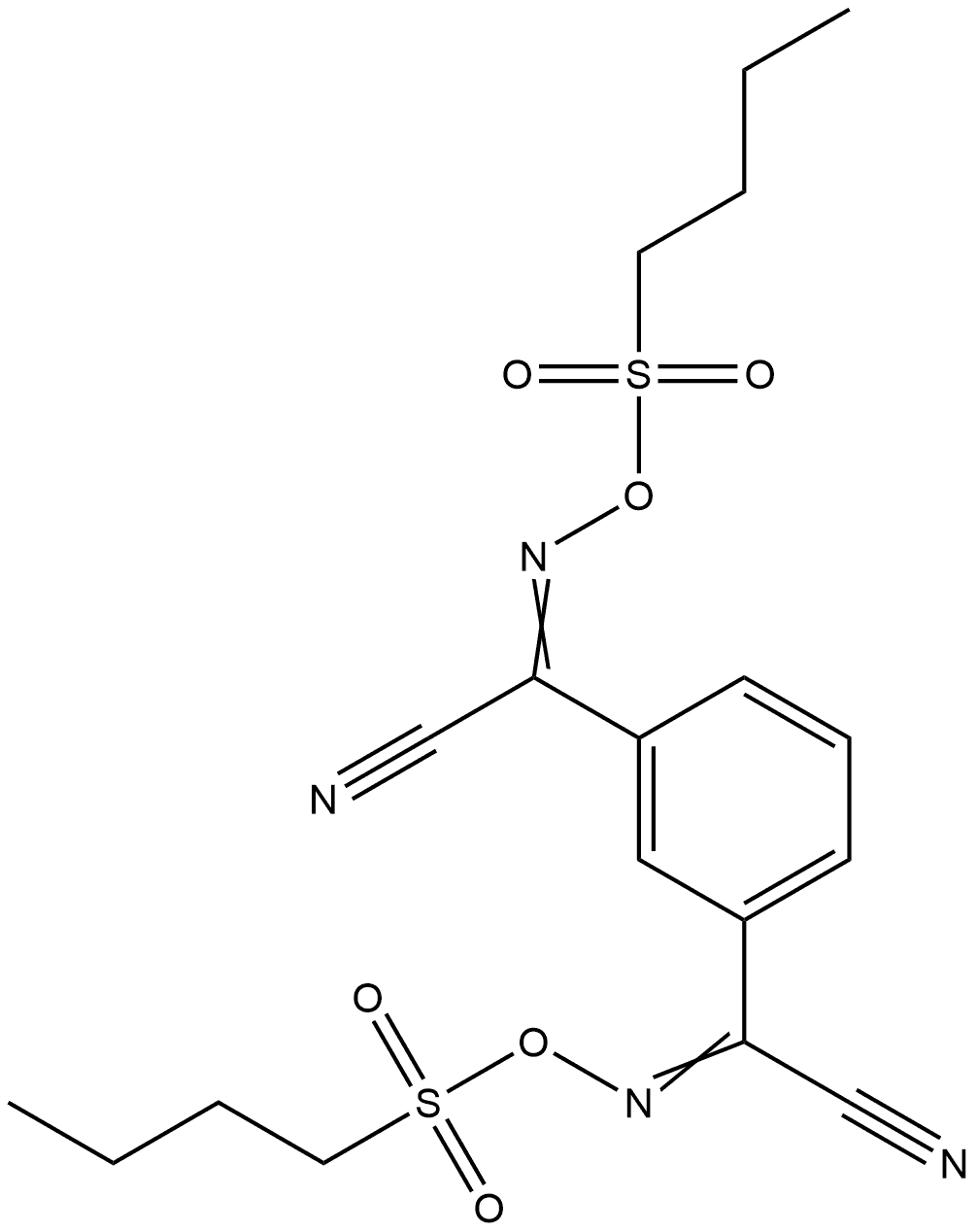 1,3-Benzenediacetonitrile, α1,α3-bis[[(butylsulfonyl)oxy]imino]- Structure