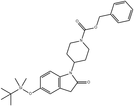 Benzyl 4-(5-((tert-butyldimethylsilyl)oxy)-2-oxoindolin-1-yl)piperidine-1-carboxylate 结构式