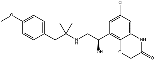 (R)-6-Chloro-8-(1-hydroxy-2-((1-(4-methoxyphenyl)-2-methylpropan-2-yl)amino)ethyl)-2H-benzo[b][1,4]oxazin-3(4H)-one Struktur