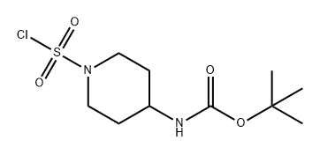 Carbamic acid, N-[1-(chlorosulfonyl)-4-piperidinyl]-, 1,1-dimethylethyl ester 化学構造式