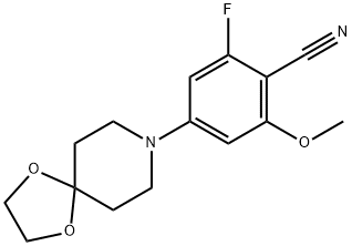 Benzonitrile, 4-(1,4-dioxa-8-azaspiro[4.5]dec-8-yl)-2-fluoro-6-methoxy- 化学構造式