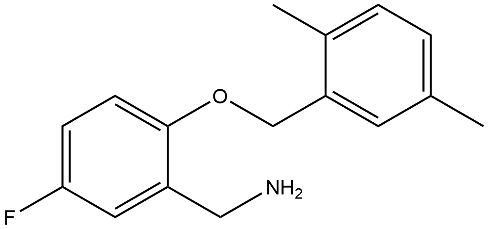 2-[(2,5-Dimethylphenyl)methoxy]-5-fluorobenzenemethanamine 化学構造式