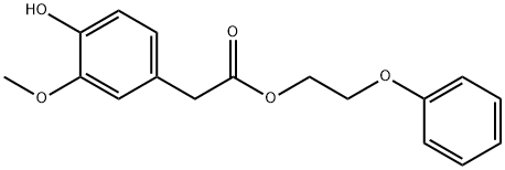 Benzeneacetic acid, 4-hydroxy-3-methoxy-, 2-phenoxyethyl ester Struktur
