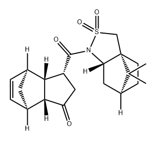 4,7-Methano-1H-inden-1-one, 2,3,3a,4,7,7a-hexahydro-3-[[(3aR,6S,7aS)-tetrahydro-8,8-dimethyl-2,2-dioxido-3H-3a,6-methano-2,1-benzisothiazol-1(4H)-yl]carbonyl]-, (3R,3aS,4S,7R,7aR)- Structure