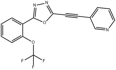 2-(3-ピリジニルエチニル)-5-[2-(トリフルオロメトキシ)フェニル]-1,3,4-オキサジアゾール 化学構造式