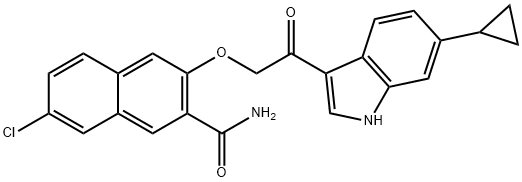 SPR-00305 POTENTLY INHIBITED THE MVFR PATHWAY WITH IC50S OF 115 NM AGAINST 4-HYDROXY-2-HEPTYLQUINOLINE (HHQ); 93 NM AGAINST PYOCYANIN (PYO) AND 109 NM AGAINST 3;4-DIHYDROXY-2-HEPTOQUINOLINE (PQS) IN PA14., 1965261-97-5, 结构式