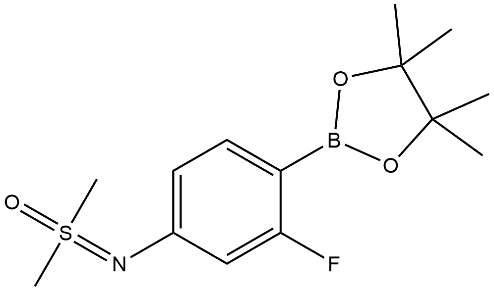 Benzenamine, N-(dimethyloxido-λ4-sulfanylidene)-3-fluoro-4-(4,4,5,5-tetramethyl-1,3,2-dioxaborolan-2-yl)- Struktur