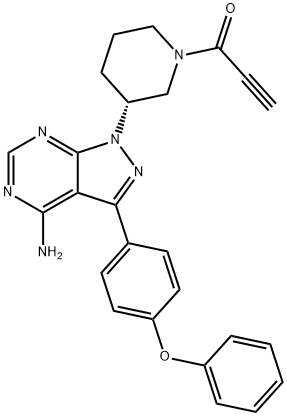 2-Propyn-1-one, 1-[(3R)-3-[4-amino-3-(4-phenoxyphenyl)-1H-pyrazolo[3,4-d]pyrimidin-1-yl]-1-piperidinyl]-,1970122-88-3,结构式