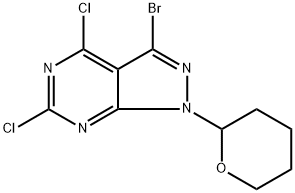 3-溴-4,6-二氯-1-(四氢-2H-吡喃-2-基)-1H-吡唑并[3,4-D]嘧啶,1972578-27-0,结构式