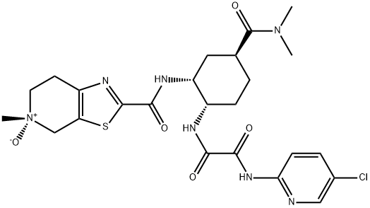 Ethanediamide, N1-(5-chloro-2-pyridinyl)-N2-[(1S,2R,4S)-4-[(dimethylamino)carbonyl]-2-[[[(5R)-4,5,6,7-tetrahydro-5-methyl-5-oxidothiazolo[5,4-c]pyridin-2-yl]carbonyl]amino]cyclohexyl]- Struktur