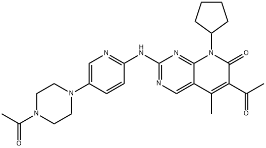 Pyrido[2,3-d]pyrimidin-7(8H)-one, 6-acetyl-2-[[5-(4-acetyl-1-piperazinyl)-2-pyridinyl]amino]-8-cyclopentyl-5-methyl- Structure