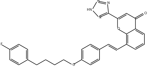 197506-04-0 4H-1-Benzopyran-4-one, 8-[(1E)-2-[4-[4-(4-fluorophenyl)butoxy]phenyl]ethenyl]-2-(2H-tetrazol-5-yl)-