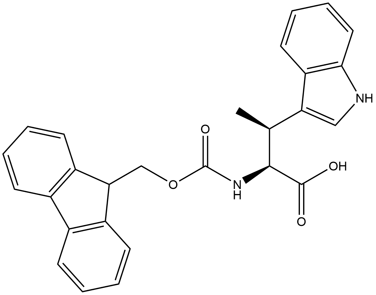 L-Tryptophan, N-[(9H-fluoren-9-ylmethoxy)carbonyl]-β-methyl-, (βS)- Structure