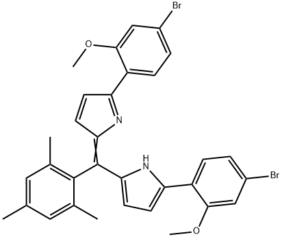 1H-Pyrrole, 2-(4-bromo-2-methoxyphenyl)-5-[[5-(4-bromo-2-methoxyphenyl)-2H-pyrrol-2-ylidene](2,4,6-trimethylphenyl)methyl]-,1979952-40-3,结构式