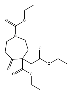 1H-Azepine-1,4-dicarboxylic acid, 4-(2-ethoxy-2-oxoethyl)hexahydro-5-oxo-, 1,4-diethyl ester Structure