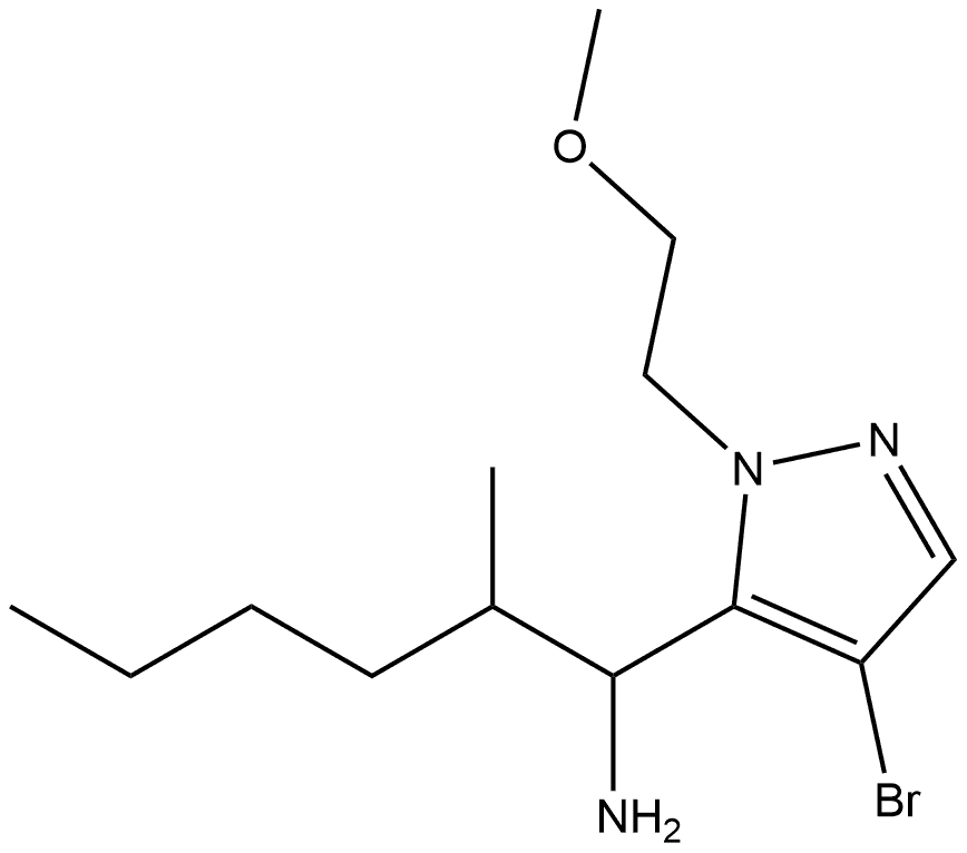 1-[4-bromo-1-(2-methoxyethyl)-1H-pyrazol-5-yl]-2-methylhexan-1-amine 结构式