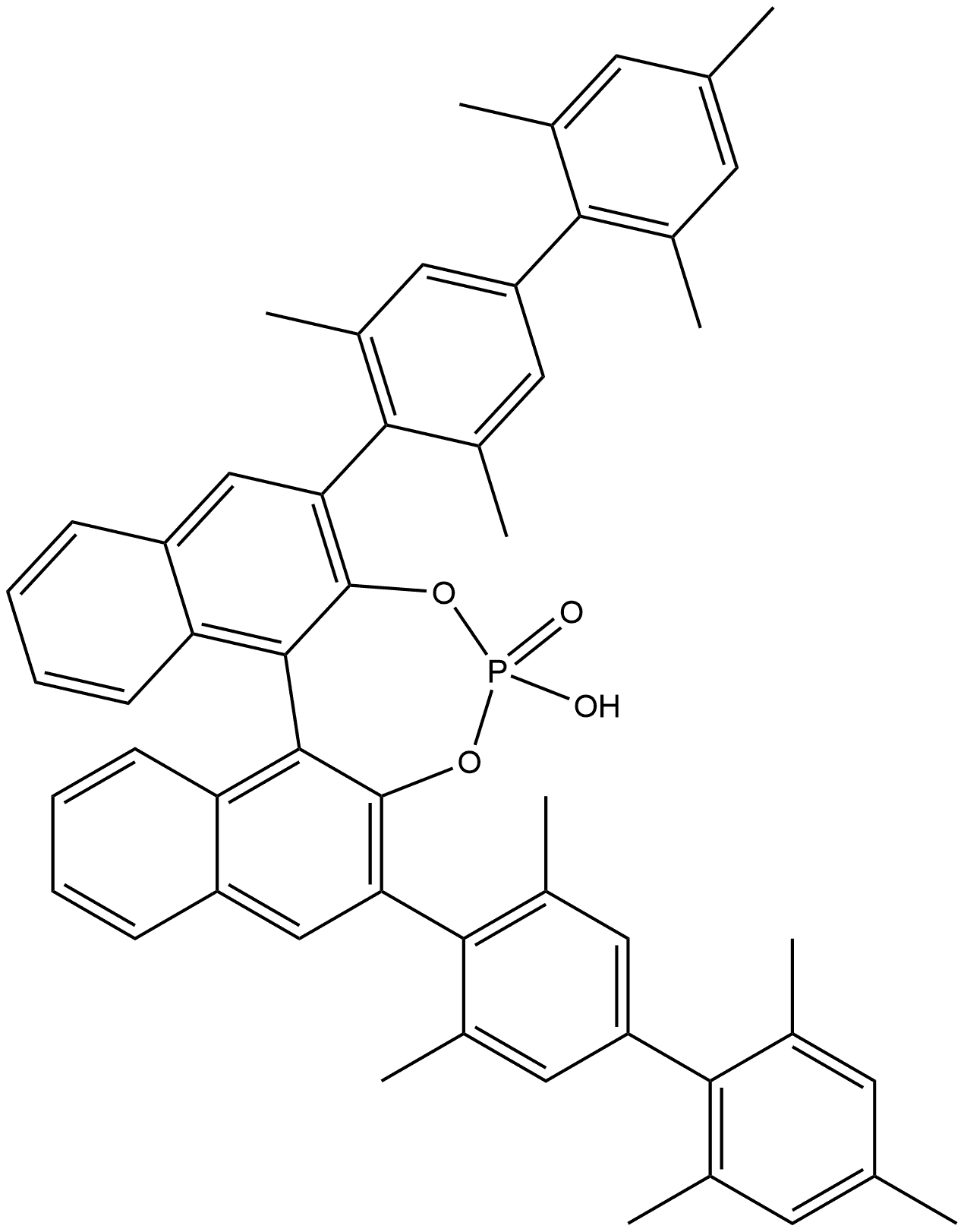 (11bR)-4-Hydroxy-2,6-bis(2',3,4',5,6'-pentamethyl-[1,1'-biphenyl]-4-yl)dinaphtho[2,1-d:1',2'-f][1,3,2]dioxaphosphepine 4-oxide Structure