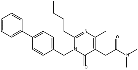 5-Pyrimidineacetamide, 1-([1,1'-biphenyl]-4-ylmethyl)-2-butyl-1,6-dihydro-N,N,4-trimethyl-6-oxo- Struktur
