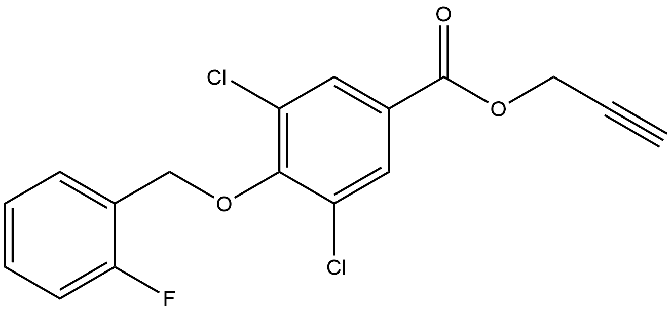 2-Propyn-1-yl 3,5-dichloro-4-[(2-fluorophenyl)methoxy]benzoate 结构式