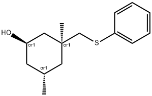 Cyclohexanol, 3,5-dimethyl-3-[(phenylthio)methyl]-, (1R,3S,5S)-rel- 结构式