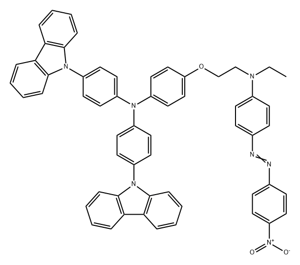 Benzenamine, N,N-bis[4-(9H-carbazol-9-yl)phenyl]-4-[2-[ethyl[4-[2-(4-nitrophenyl)diazenyl]phenyl]amino]ethoxy]- 结构式