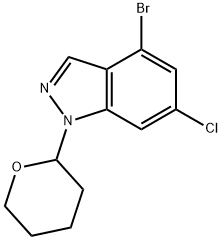 1H-Indazole, 4-bromo-6-chloro-1-(tetrahydro-2H-pyran-2-yl)- Struktur
