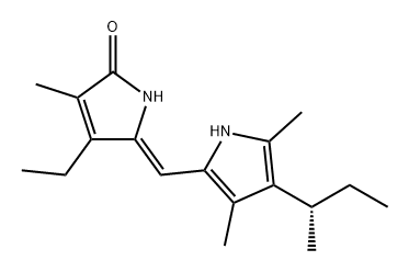 2H-Pyrrol-2-one, 5-[[3,5-dimethyl-4-[(1S)-1-methylpropyl]-1H-pyrrol-2-yl]methylene]-4-ethyl-1,5-dihydro-3-methyl-, (5Z)-,198877-25-7,结构式