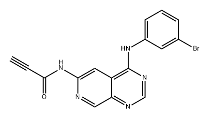 2-Propynamide, N-[4-[(3-bromophenyl)amino]pyrido[3,4-d]pyrimidin-6-yl]- 化学構造式