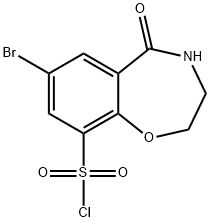 7-溴-5-氧代-2,3,4,5-四氢苯并[F][1,4]氧氮杂环庚烷-9-磺酰氯 结构式