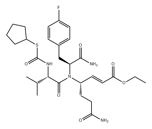 L-Phenylalaninamide, N-[(cyclopentylthio)carbonyl]-L-valyl-N-[(1S,2E)-1-(3-amino-3-oxopropyl)-4-ethoxy-4-oxo-2-butenyl]-4-fluoro- (9CI),199005-42-0,结构式