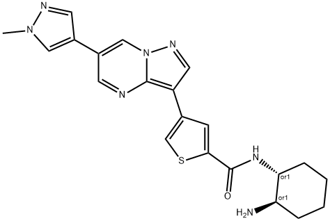 2-Thiophenecarboxamide, N-[(1R,2R)-2-aminocyclohexyl]-4-[6-(1-methyl-1H-pyrazol-4-yl)pyrazolo[1,5-a]pyrimidin-3-yl]-, rel- Structure