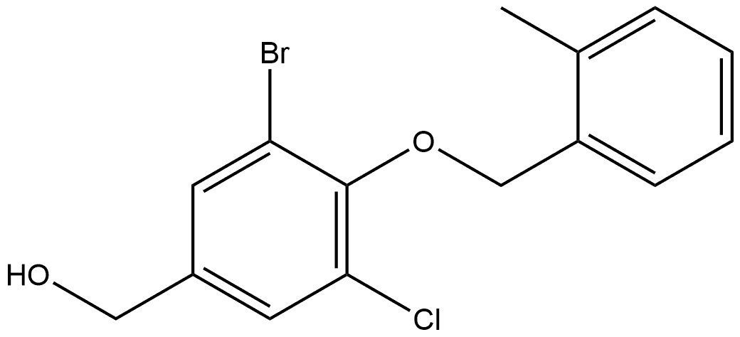 3-Bromo-5-chloro-4-[(2-methylphenyl)methoxy]benzenemethanol,1992909-84-8,结构式