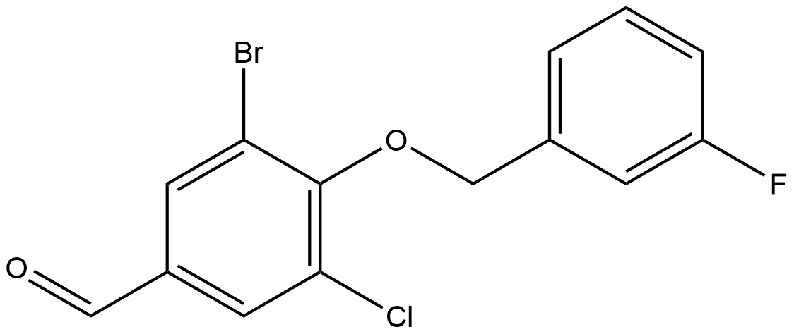 3-Bromo-5-chloro-4-[(3-fluorophenyl)methoxy]benzaldehyde,1992972-09-4,结构式