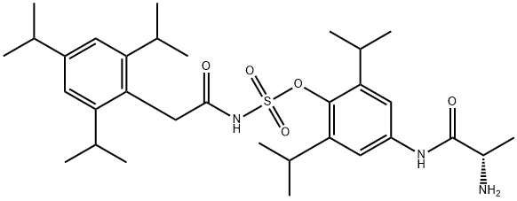 Sulfamic acid, [[2,4,6-tris(1-methylethyl)phenyl]acetyl]-, 4-[(2-amino-1-oxopropyl)amino]-2,6-bis(1-methylethyl)phenyl ester, (S)- (9CI) 化学構造式