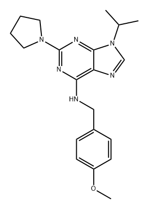 9H-Purin-6-amine, N-[(4-methoxyphenyl)methyl]-9-(1-methylethyl)-2-(1-pyrrolidinyl)- 结构式