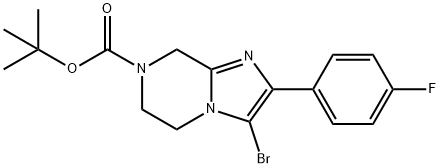 Imidazo[1,2-a]pyrazine-7(8H)-carboxylic acid, 3-bromo-2-(4-fluorophenyl)-5,6-dihydro-, 1,1-dimethylethyl ester Structure