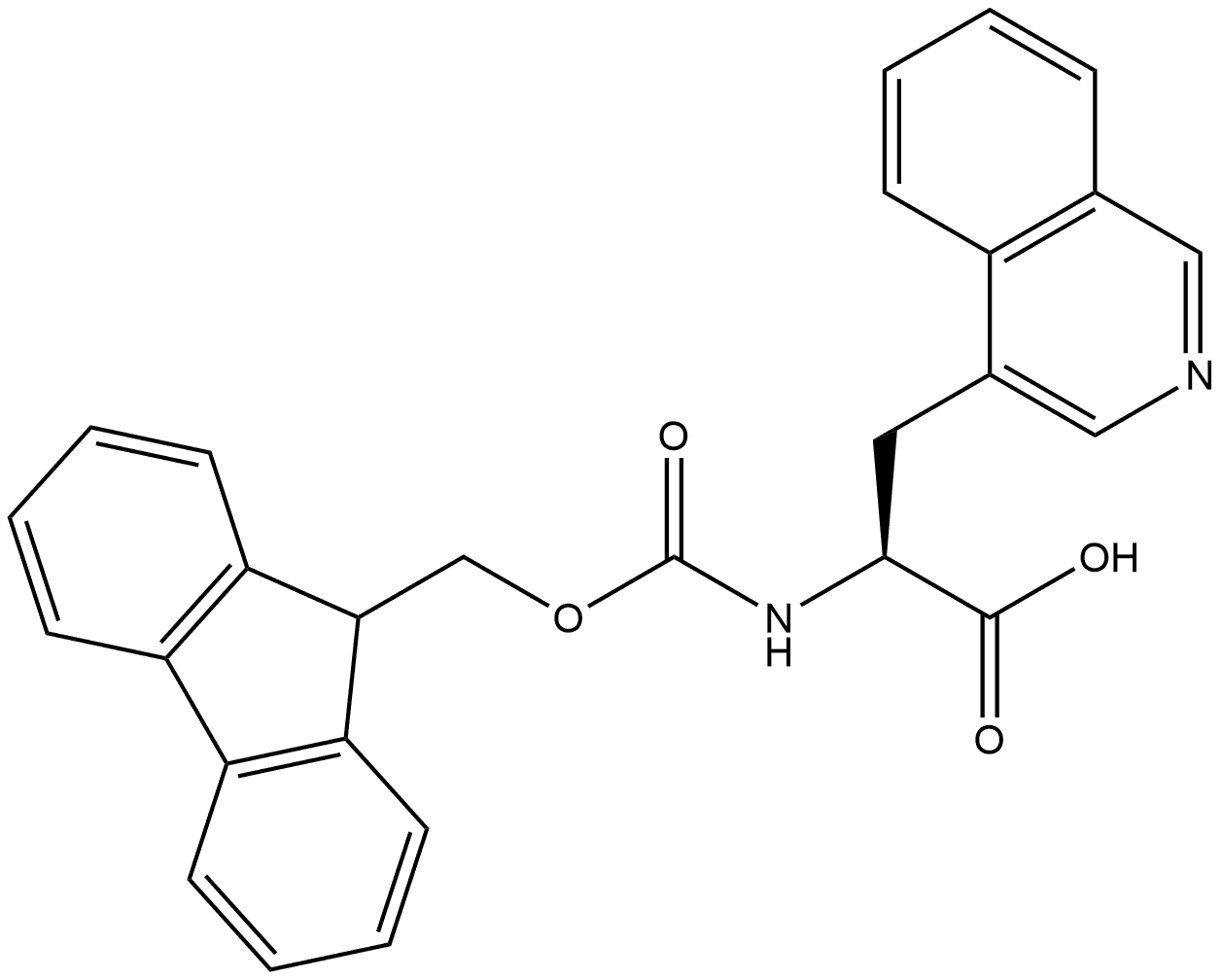 4-Isoquinolinepropanoic acid, α-[[(9H-fluoren-9-ylmethoxy)carbonyl]amino]-, (αS)- Structure