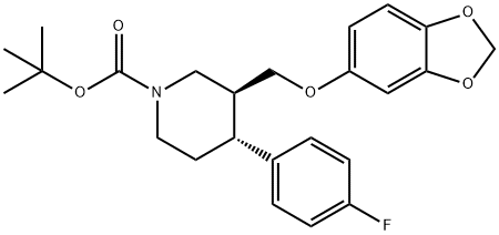 1-Piperidinecarboxylic acid, 3-[(1,3-benzodioxol-5-yloxy)methyl]-4-(4-fluorophenyl)-, 1,1-dimethylethyl ester, (3S,4R)- Struktur